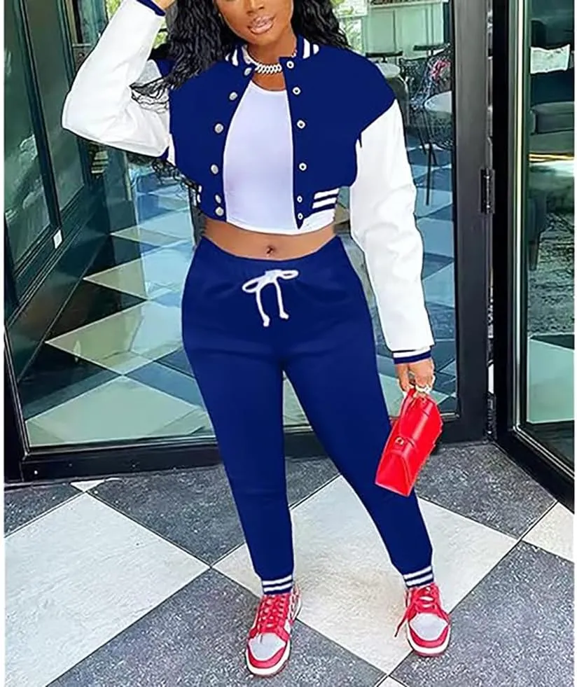 2 Piece Outfits for Women Tracksuit Set Jogging Suits Workout Gym Set Sweatpants Sport Sets Pocket
