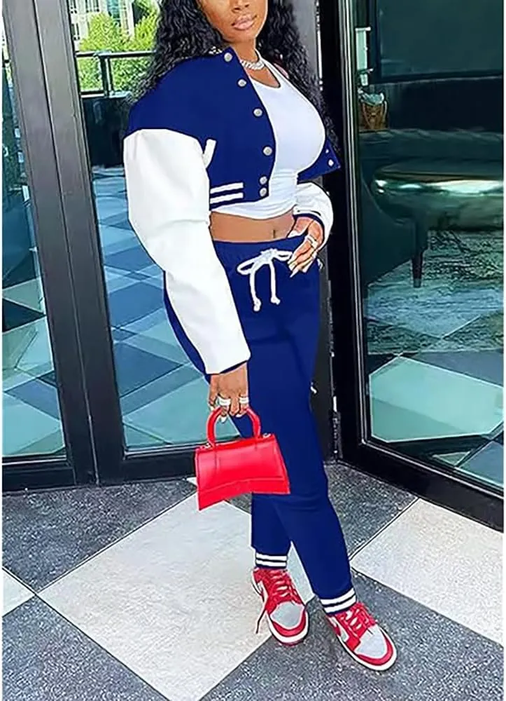 2 Piece Outfits for Women Tracksuit Set Jogging Suits Workout Gym Set Sweatpants Sport Sets Pocket