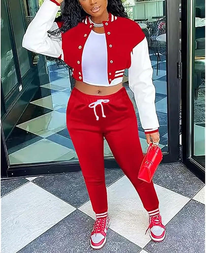 2 Piece Outfits for Women Tracksuit Set Jogging Suits Workout Gym Set Sweatpants Sport Sets Pocket