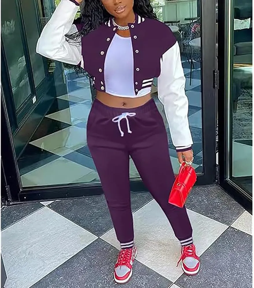 2 Piece Outfits for Women Tracksuit Set Jogging Suits Workout Gym Set Sweatpants Sport Sets Pocket