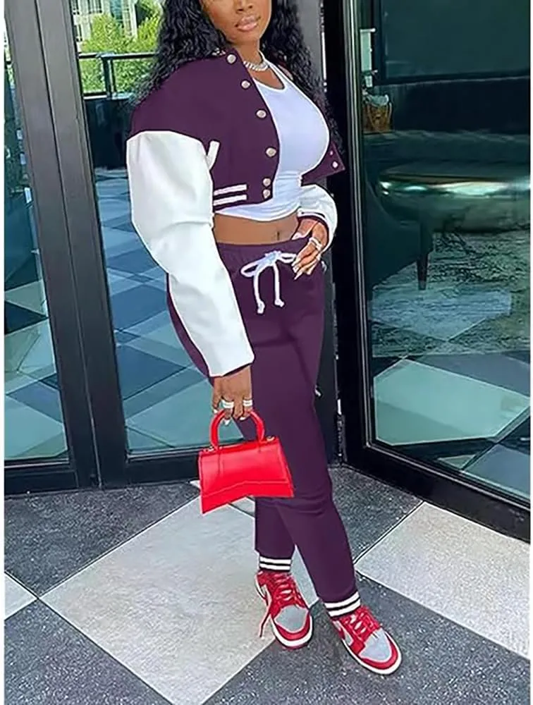 2 Piece Outfits for Women Tracksuit Set Jogging Suits Workout Gym Set Sweatpants Sport Sets Pocket