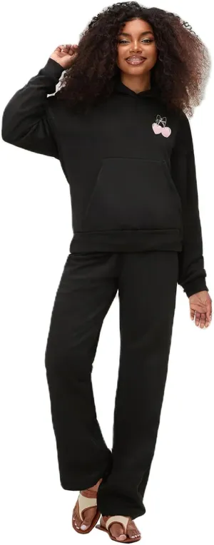 2 Piece Sweat Sets for Women Bow Sweatsuits Oversized Long Sleeve Hoodie Sweatshirt Sweatpants Y2K Track Suits Outfit