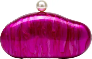 2025 Women Acrylic Clutch Bag Elegant Marble Pattern Pearl Accent Chain Crossbody Shell Shape Wedding Evening Purse