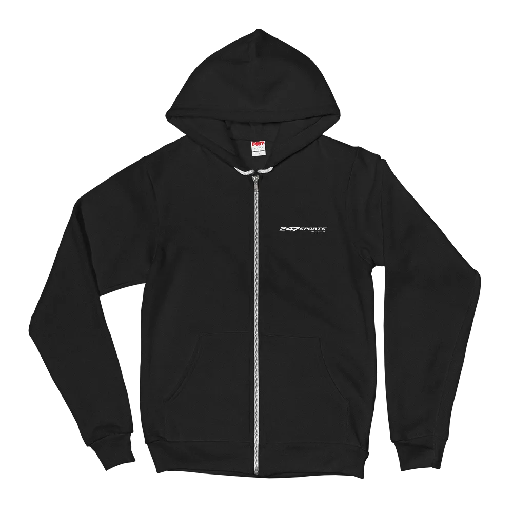 247 Sports White Logo Zip Up Hooded Sweeatshirt