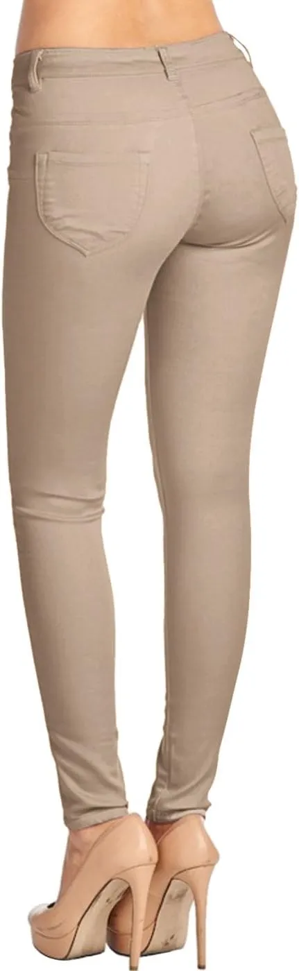 2LUV Women's Stretchy 5 Pocket Skinny Color Uniform Pants