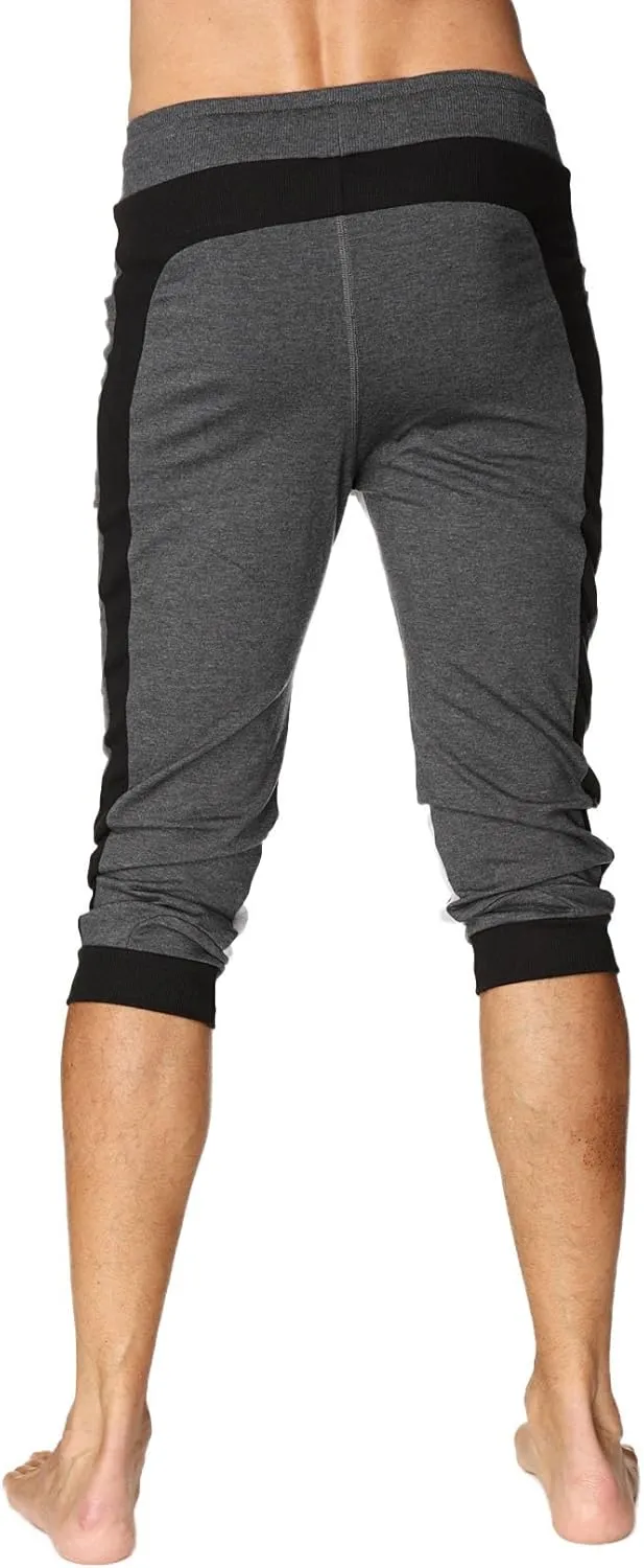 4-rth Men's Ultra-Flex Tri-Color Cuffed Yoga Pant Modal French Terry Made in America Caliifornia Stretch Fit European style
