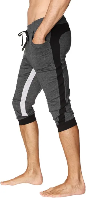 4-rth Men's Ultra-Flex Tri-Color Cuffed Yoga Pant Modal French Terry Made in America Caliifornia Stretch Fit European style
