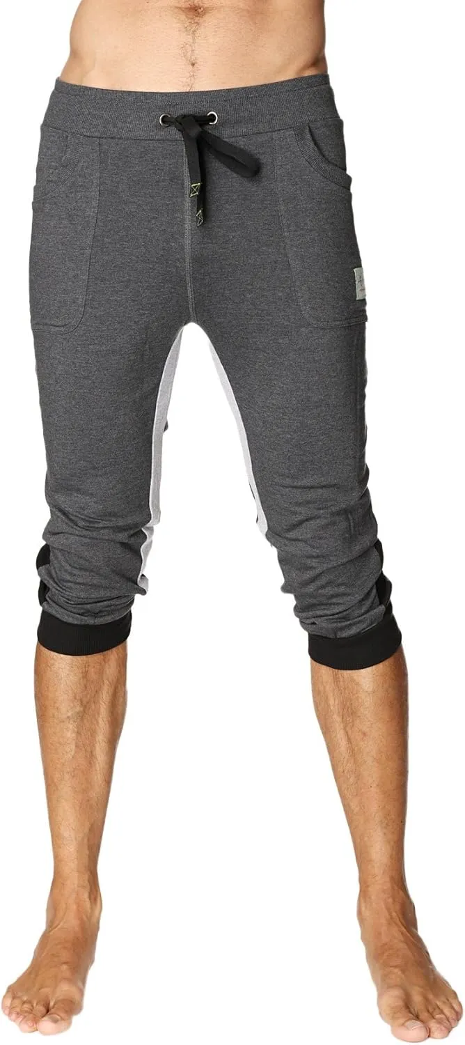 4-rth Men's Ultra-Flex Tri-Color Cuffed Yoga Pant Modal French Terry Made in America Caliifornia Stretch Fit European style