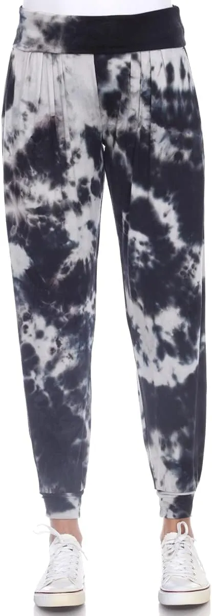 560TD-Black-L Tie Dye Harem Pants, Black - Large