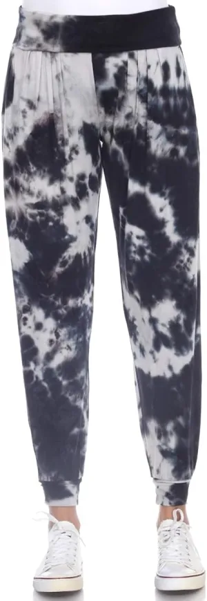 560TD-Black-S Tie Dye Harem Pants, Black - Small