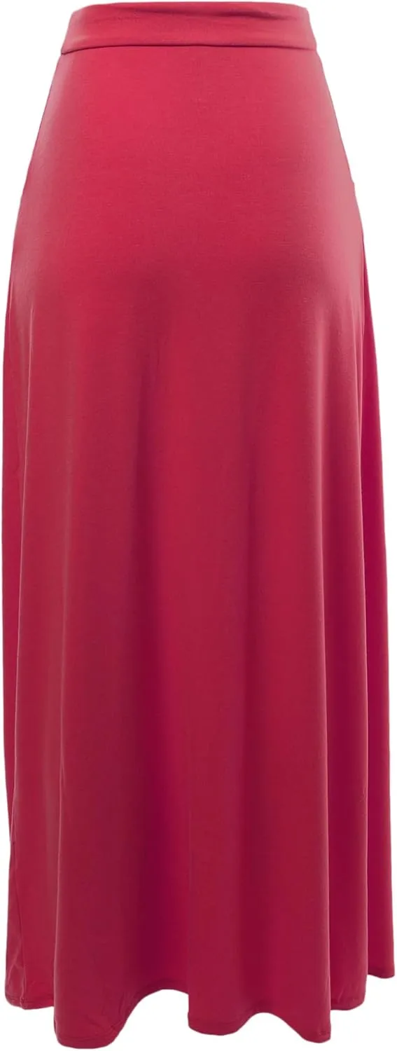 A2Y Women's Basic Foldable High Waist Floor Length Maxi Skirts