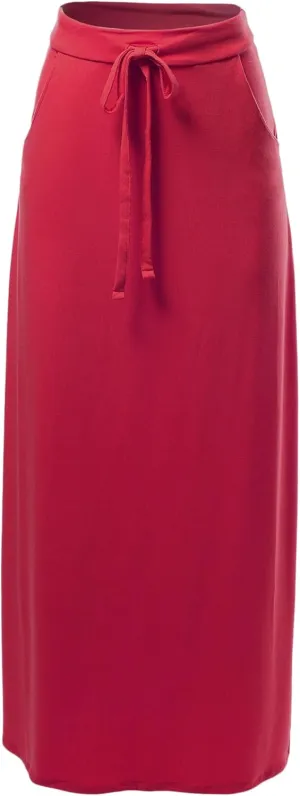 A2Y Women's Basic Foldable High Waist Floor Length Maxi Skirts