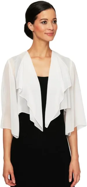 Alex Evenings Women's Short Bolero Shrug Jacket with 3/4 Sleeve Elegant Cropped Cover-Up for Formal and Evening Wear