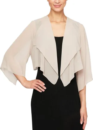 Alex Evenings Women's Short Bolero Shrug Jacket with 3/4 Sleeve Elegant Cropped Cover-Up for Formal and Evening Wear