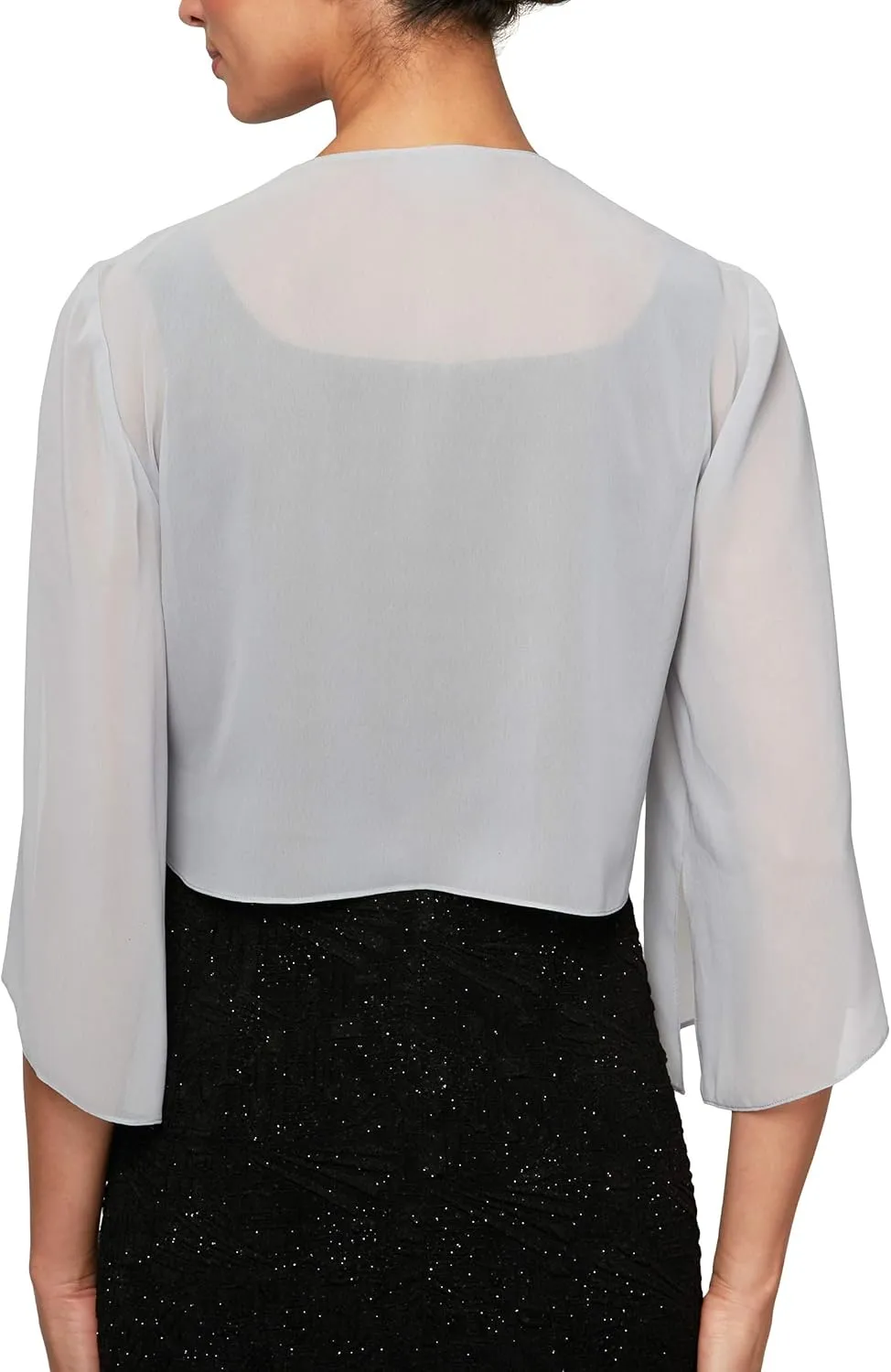 Alex Evenings Women's Short Bolero Shrug Jacket with 3/4 Sleeve Elegant Cropped Cover-Up for Formal and Evening Wear