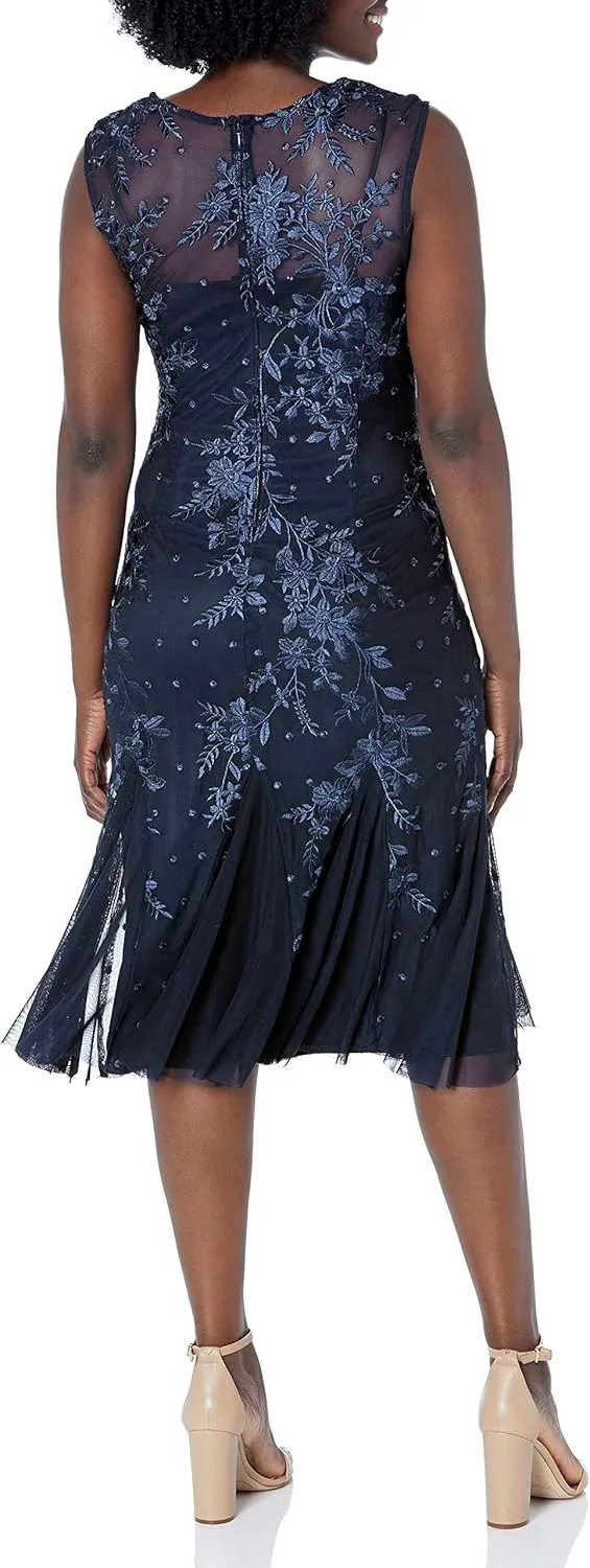 Alex Evenings Women's Short Embroidered Cocktail Dress, Wedding Guest (Petite and Regular Sizes)
