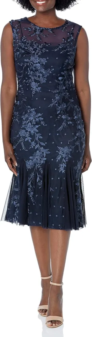 Alex Evenings Women's Short Embroidered Cocktail Dress, Wedding Guest (Petite and Regular Sizes)