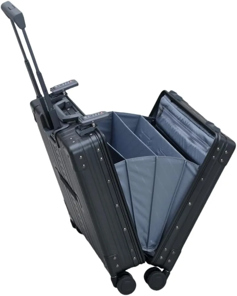 All Aluminum Carry On Luggage Hard Shell Luggage Case Lightweight Metal Suitcases with TSA Lock for Travel (Black, 16-Inch 24L)