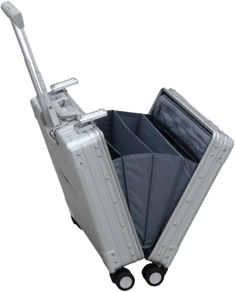 All Aluminum Carry On Luggage Hard Shell Luggage Case Lightweight Metal Suitcases with TSA Lock for Travel (Silver, 16-Inch 24L)