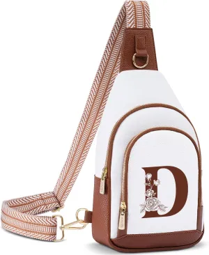 Alphabet Women Crossbody Bag Sling Shoulder Purse Fanny Pack Side Cross Body Travel Small Leather Belt Backpack Cute Teen Stuff College Teacher Nanny Doctor Nurse Custom Team Customized Thank You Gift