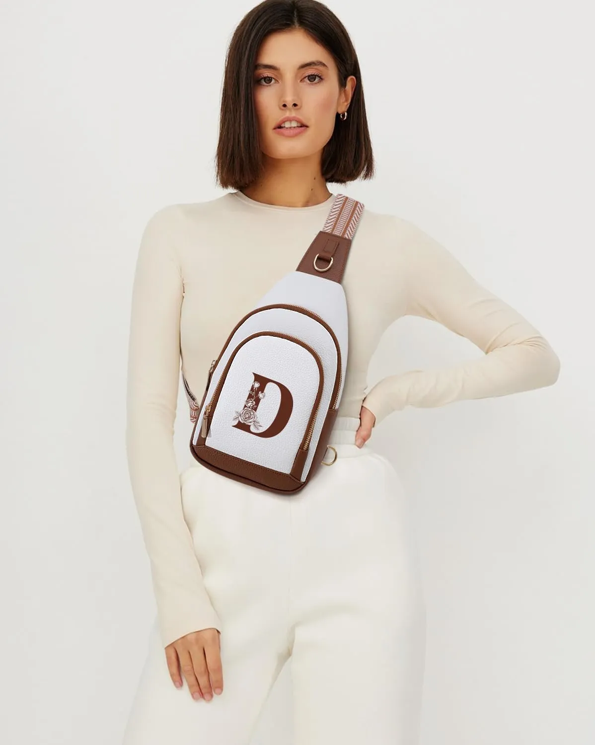 Alphabet Women Crossbody Bag Sling Shoulder Purse Fanny Pack Side Cross Body Travel Small Leather Belt Backpack Cute Teen Stuff College Teacher Nanny Doctor Nurse Custom Team Customized Thank You Gift