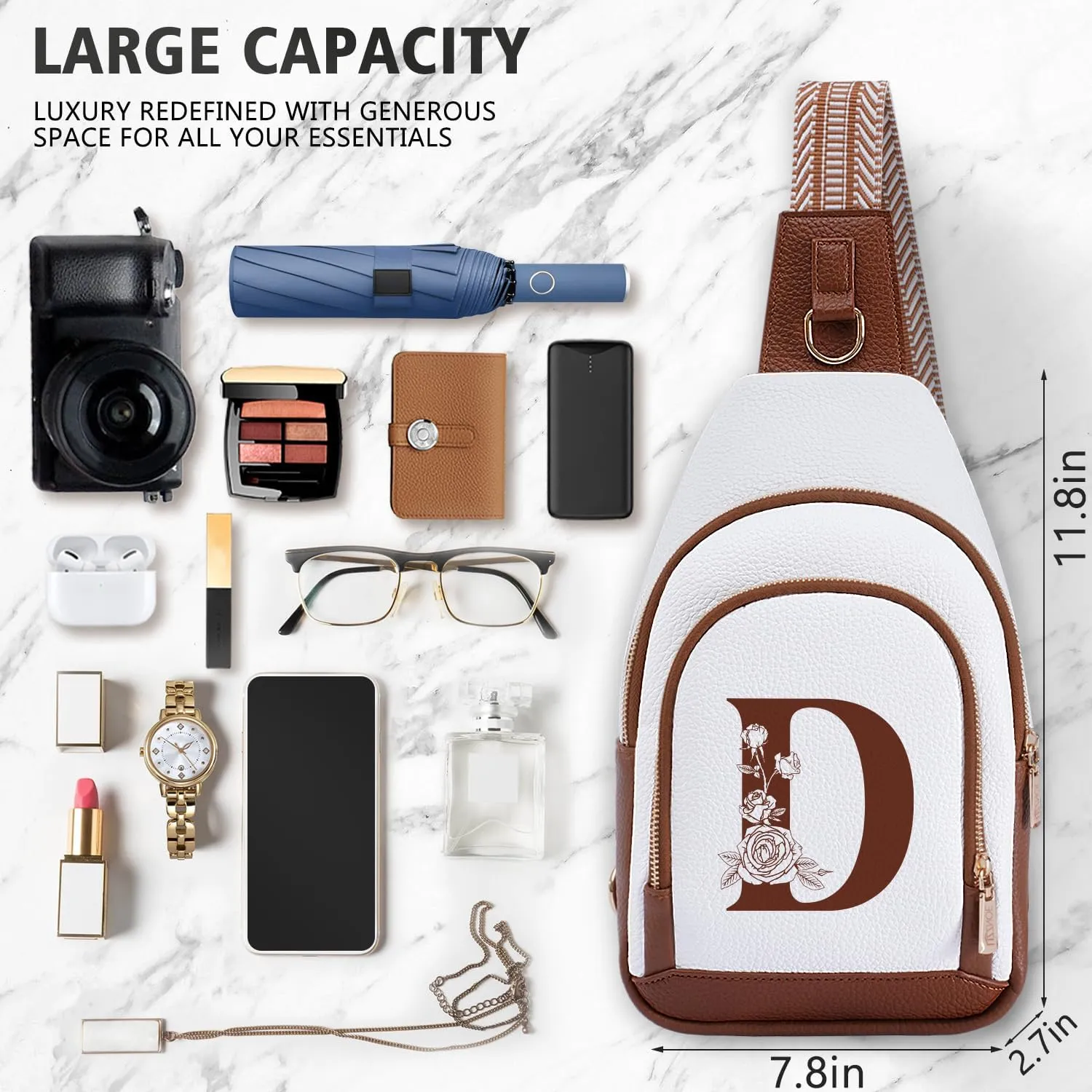 Alphabet Women Crossbody Bag Sling Shoulder Purse Fanny Pack Side Cross Body Travel Small Leather Belt Backpack Cute Teen Stuff College Teacher Nanny Doctor Nurse Custom Team Customized Thank You Gift