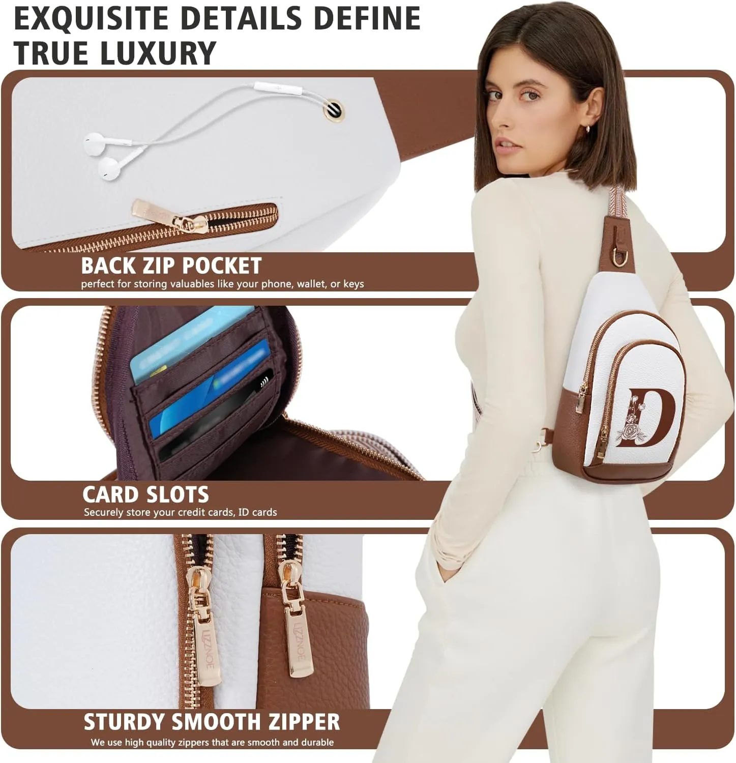Alphabet Women Crossbody Bag Sling Shoulder Purse Fanny Pack Side Cross Body Travel Small Leather Belt Backpack Cute Teen Stuff College Teacher Nanny Doctor Nurse Custom Team Customized Thank You Gift