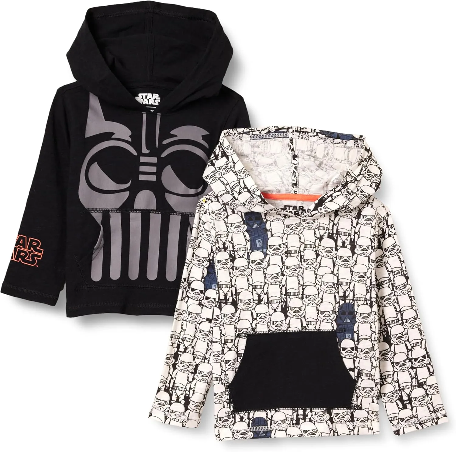 Amazon Essentials Disney | Marvel | Star Wars Boys and Toddlers' Lightweight Hooded Long-Sleeve T-Shirts, Pack of 2