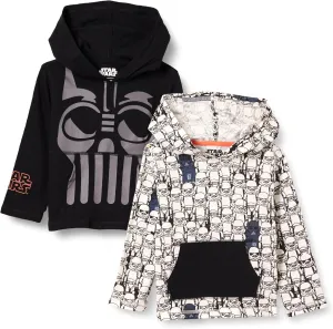 Amazon Essentials Disney | Marvel | Star Wars Boys and Toddlers' Lightweight Hooded Long-Sleeve T-Shirts, Pack of 2