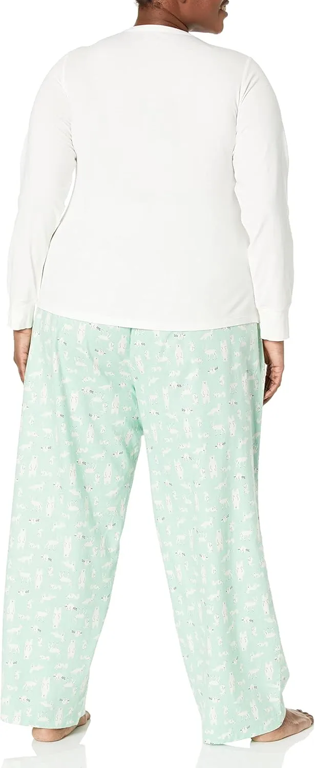 Amazon Essentials Harry Potter | Looney Tunes Women's Lightweight Flannel Pant and Long-Sleeve T-Shirt Sleep Set