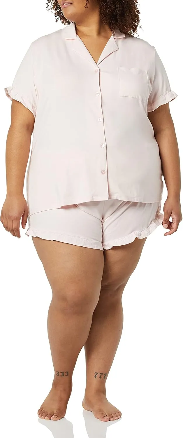 Amazon Essentials Women's Cotton Modal Short Pajama Set - Discontinued Colors