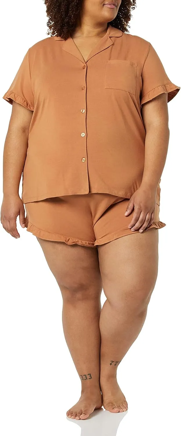 Amazon Essentials Women's Cotton Modal Short Pajama Set - Discontinued Colors