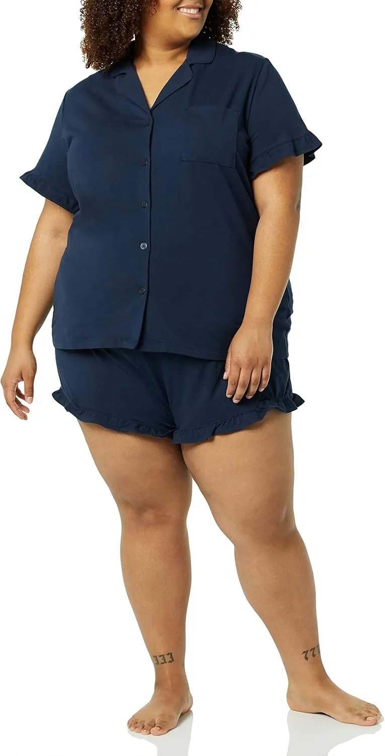 Amazon Essentials Women's Cotton Modal Short Pajama Set - Discontinued Colors