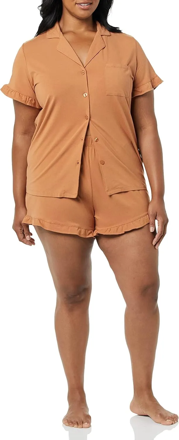 Amazon Essentials Women's Cotton Modal Short Pajama Set - Discontinued Colors