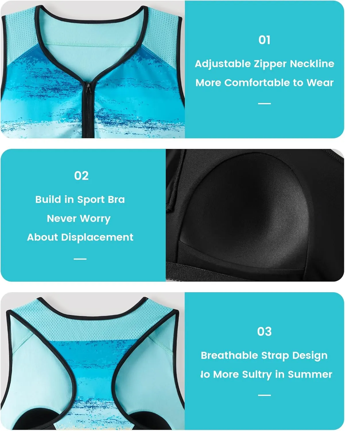 Angel season Plus Size Tankini Swimsuits Tops for Women Swim Top Only Tummy Control Bathing Suits Zippered Swimswear