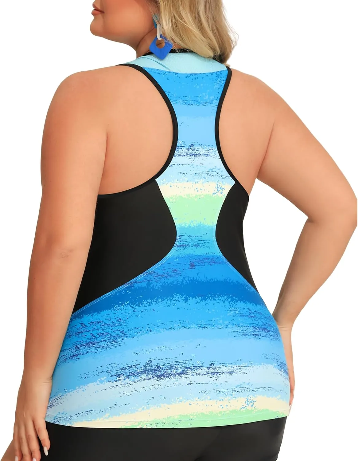 Angel season Plus Size Tankini Swimsuits Tops for Women Swim Top Only Tummy Control Bathing Suits Zippered Swimswear