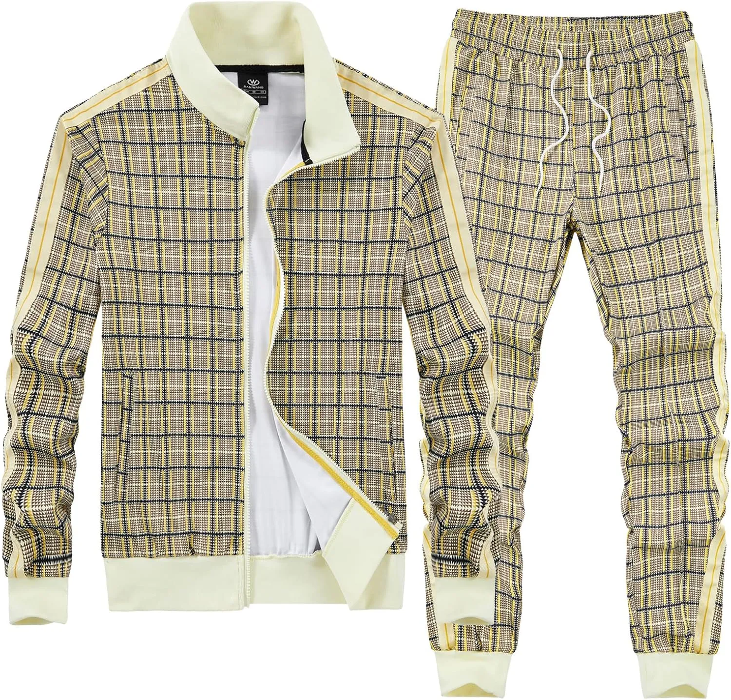 ANOTWENER Men's Track Suits 2 Piece Stand-up Collar Long Sleeve with Double Side Pockets Jacket and Sweatpants