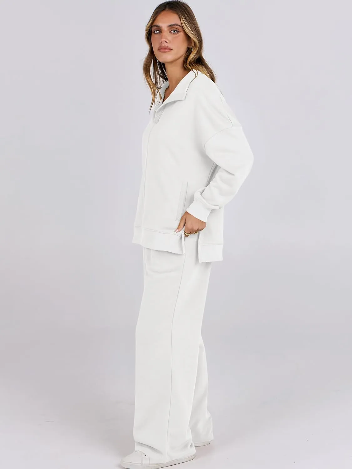 ANRABESS Women 2 Piece Outfits Lounge Sets Oversized Sweatshirt Wide Leg Pants 2025 Fall Casual Sweatsuits Travel Clothes Set
