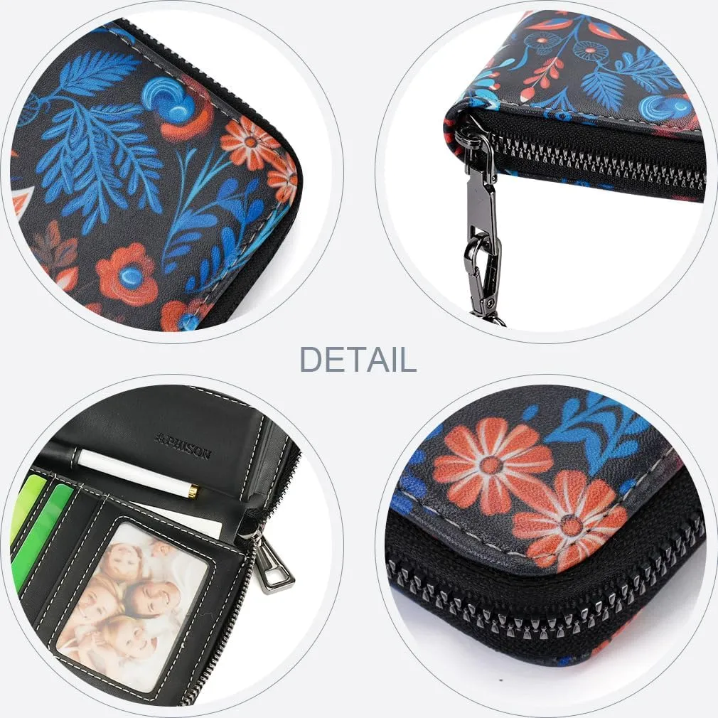 APHISON Wallet Women Large Capacity Clutch Purse For Ladies Card Holder RFID Wristlet Phone Zipper Coin Travel Pocket