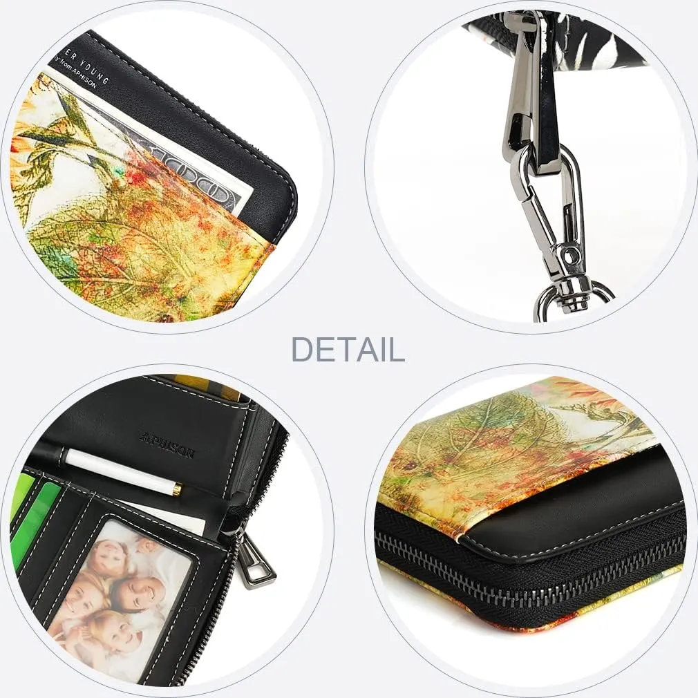 APHISON Wallet Women Large Capacity Clutch Purse For Ladies Card Holder RFID Wristlet Phone Zipper Coin Travel Pocket