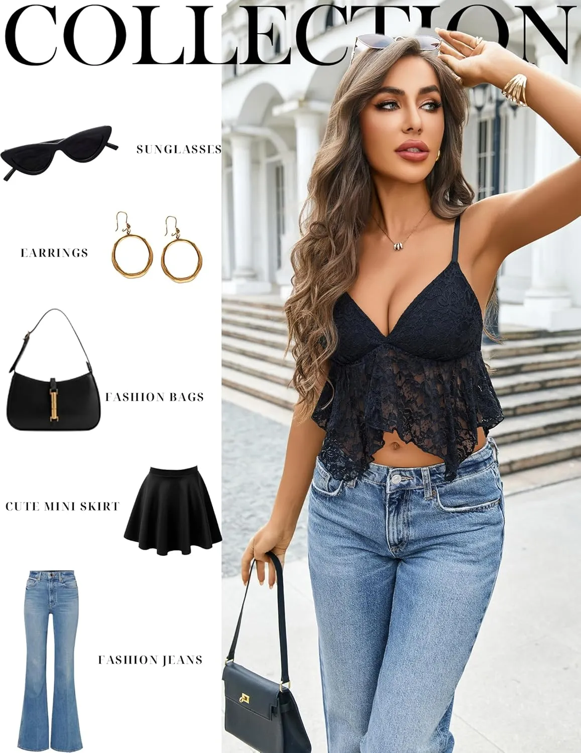 Avidlove Lace Bralette for Women V Neck Camisole Adjustable Spaghetti Strap Crop Tops