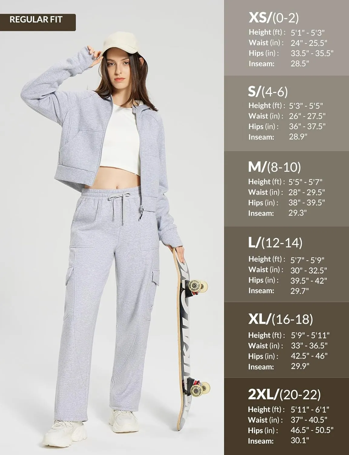 baleaf Womens Fleece Lined Cargo Sweatpants Wide Leg Sweat Pants with Pockets Mid Rise Dance Athletic