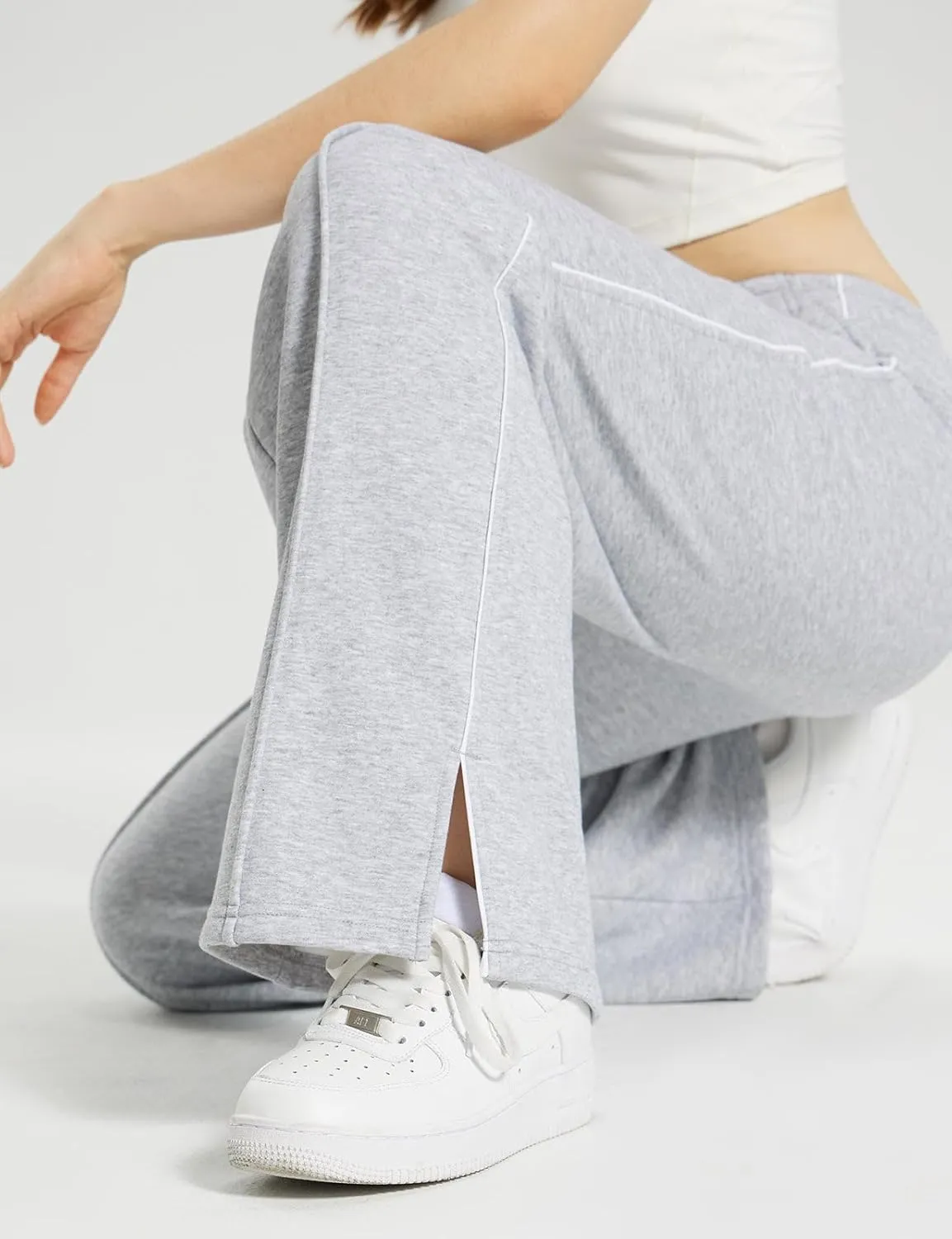 baleaf Womens Fleece Lined Wide Leg Sweatpants Drawstring Sweat Pants with Pockets Athletic Track Fall Winter