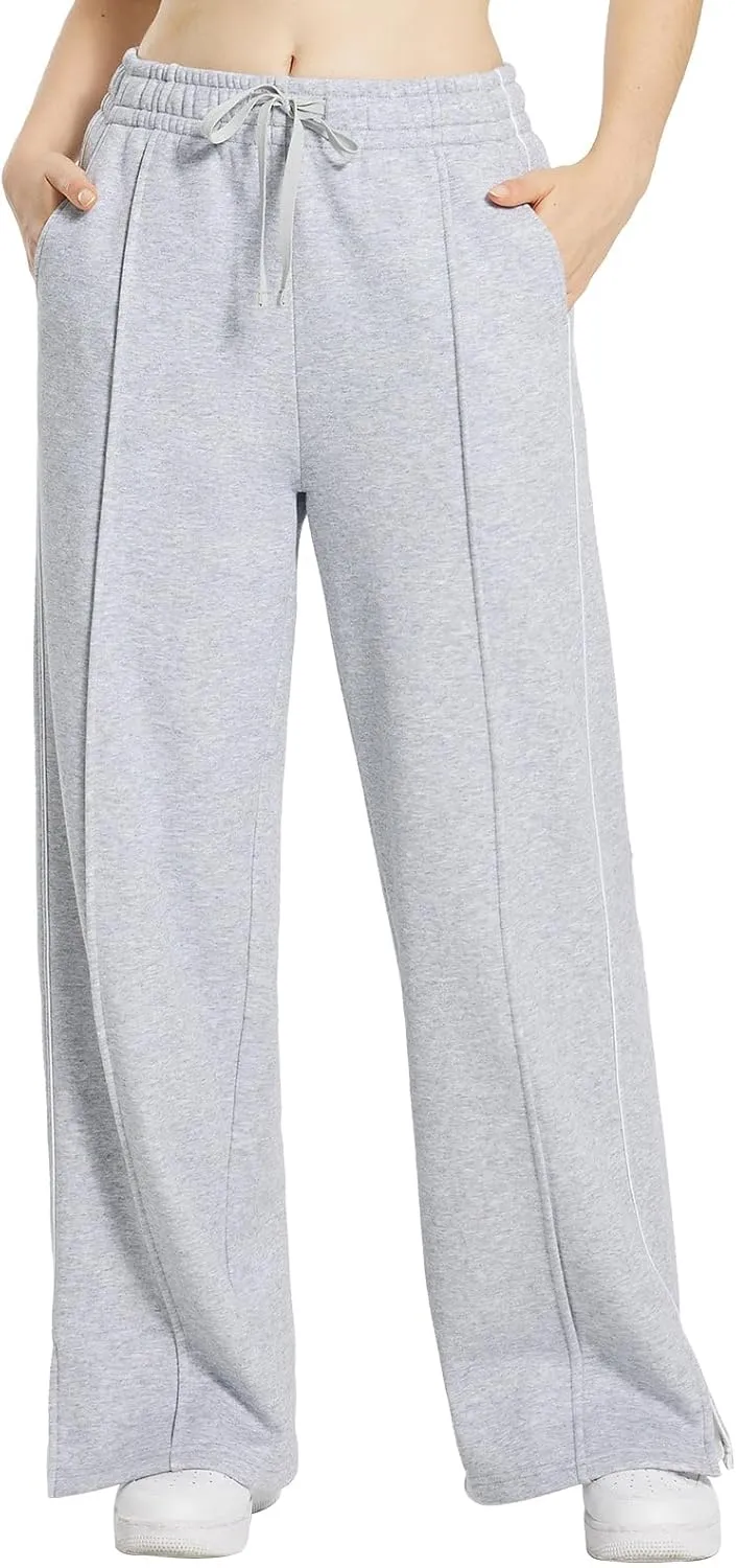 baleaf Womens Fleece Lined Wide Leg Sweatpants Drawstring Sweat Pants with Pockets Athletic Track Fall Winter