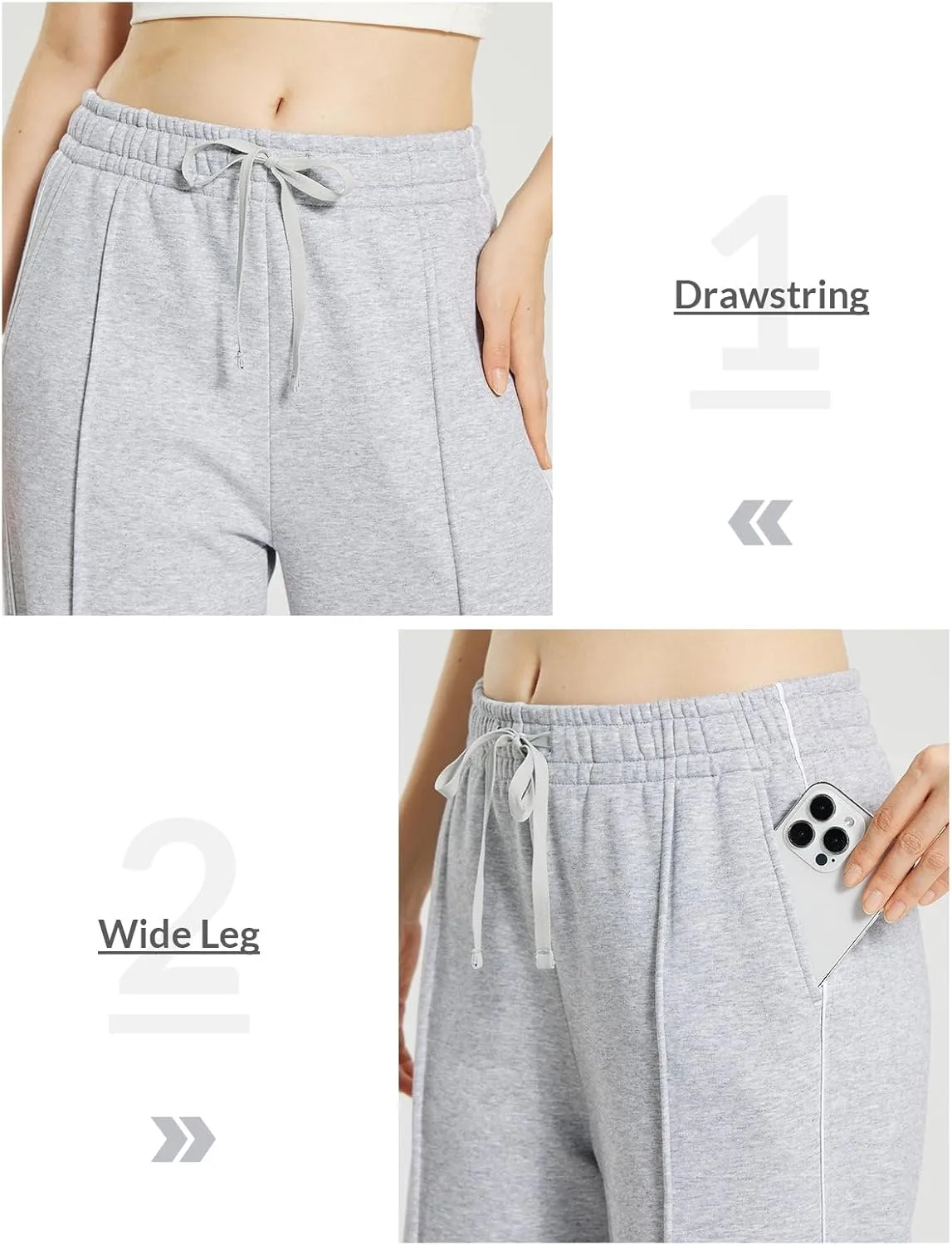 baleaf Womens Fleece Lined Wide Leg Sweatpants Drawstring Sweat Pants with Pockets Athletic Track Fall Winter