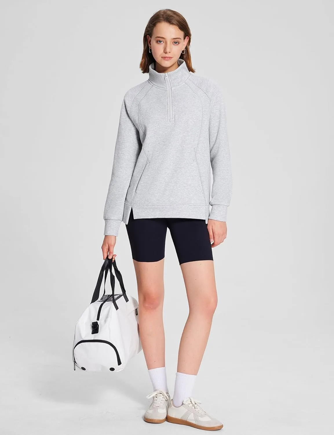 baleaf Women's Quarter Zip Pullover Fleece Jacket Oversized Hoodie Fall Sweatshirts Casual with Pockets
