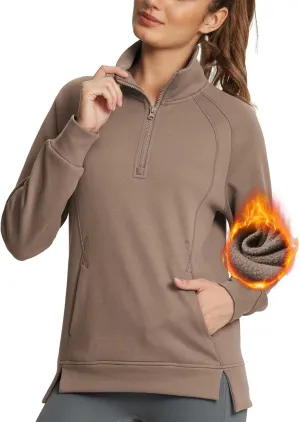 baleaf Women's Quarter Zip Pullover Fleece Jacket Oversized Hoodie Fall Sweatshirts Casual with Pockets