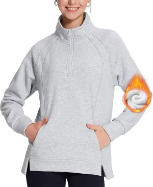 baleaf Women's Quarter Zip Pullover Fleece Jacket Oversized Hoodie Fall Sweatshirts Casual with Pockets