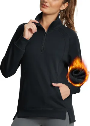 baleaf Women's Quarter Zip Pullover Fleece Jacket Oversized Hoodie Fall Sweatshirts Casual with Pockets