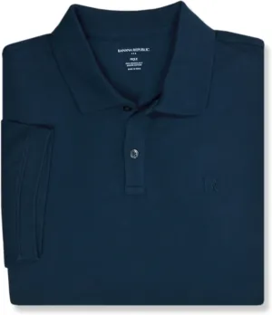 Banana Republic Mens 719664 Standard Fit Pique Mesh All Cotton Monogram Polo Shirt